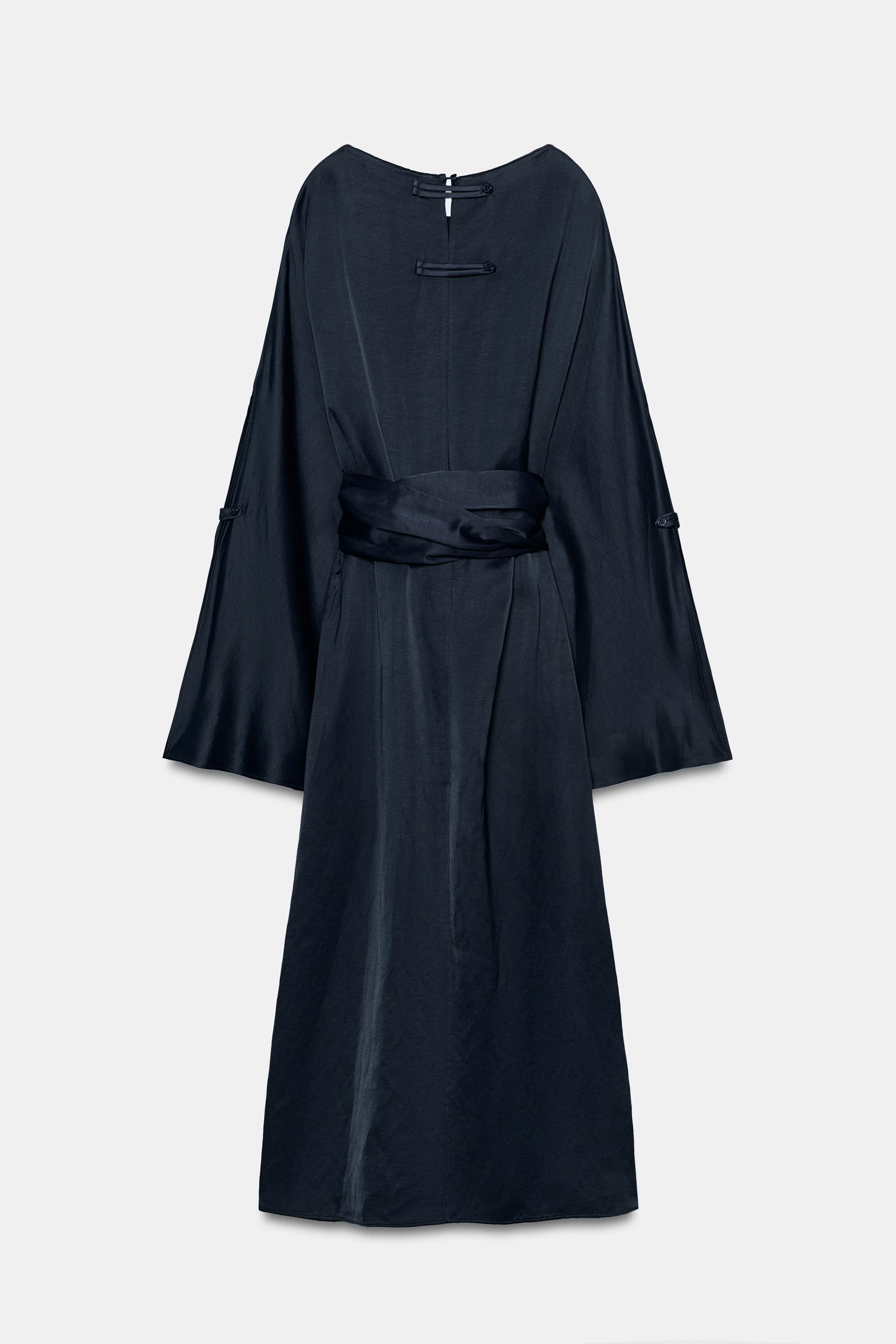 ZW COLLECTION LINEN BLEND BELTED MIDI DRESS